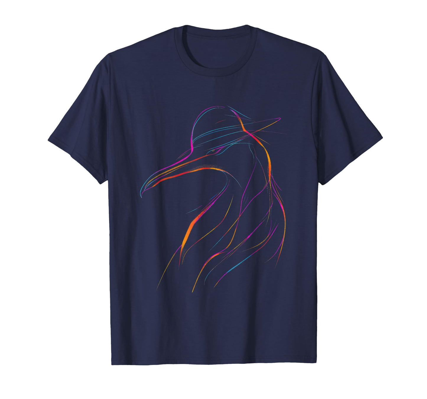 Elegant Line Art Bird With Colorful Strokes T-Shirt
