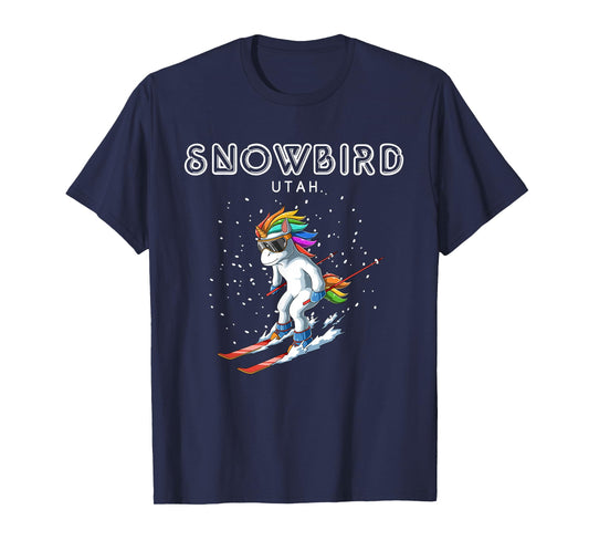 Snowbird Utah - Unicorn USA Ski Retro Gift T-Shirt