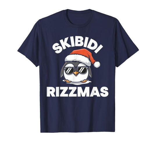 Skibidi Rizzmas Funny Gen Alpha Slang Christmas Penguin T-Shirt