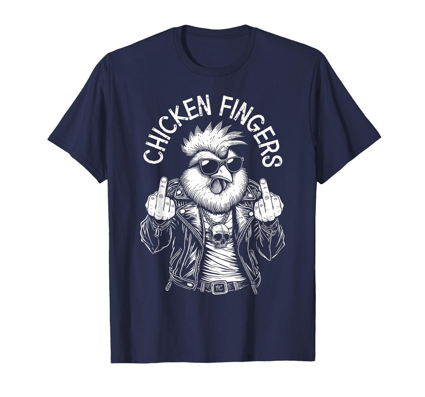 Grandio Design Introverted Intellectual Gifts Chicken Fingers Funny Adult Middle Finger Rude Rooster T-Shirt