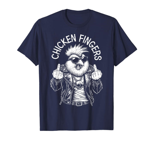 Grandio Design Introverted Intellectual Gifts Chicken Fingers Funny Adult Middle Finger Rude Rooster T-Shirt