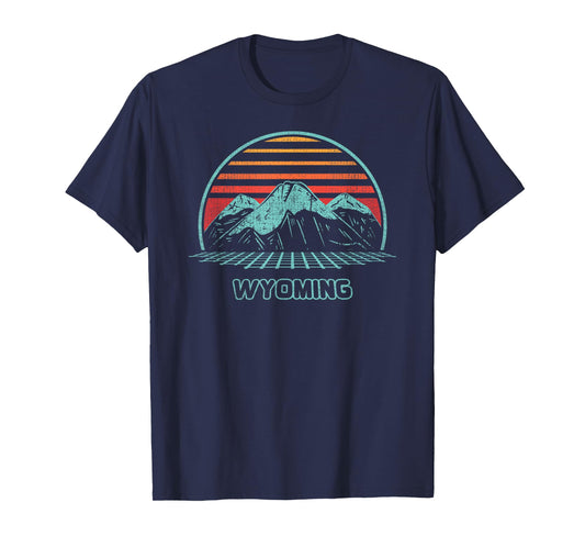 Wyoming Retro Mountain Hiking 80s Style T-Shirt