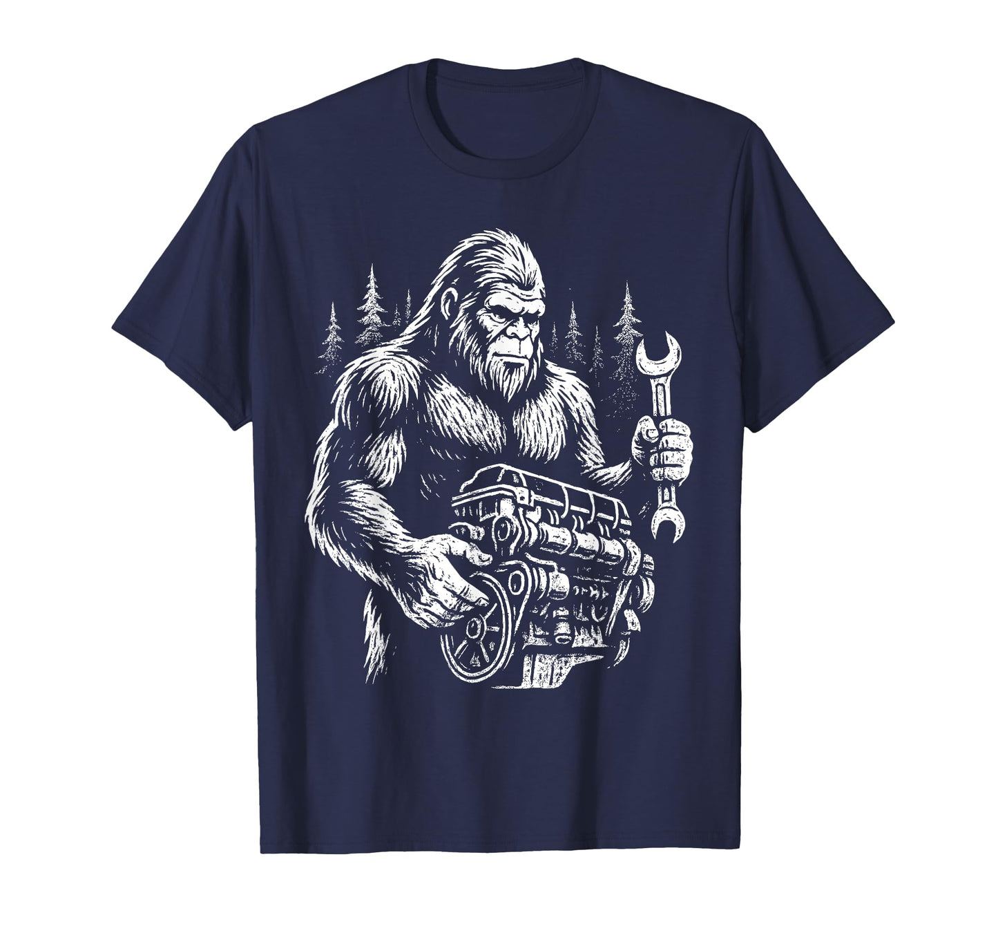 Funny Mechanic Bigfoot Sasquatch Engine Car Repair T-Shirt