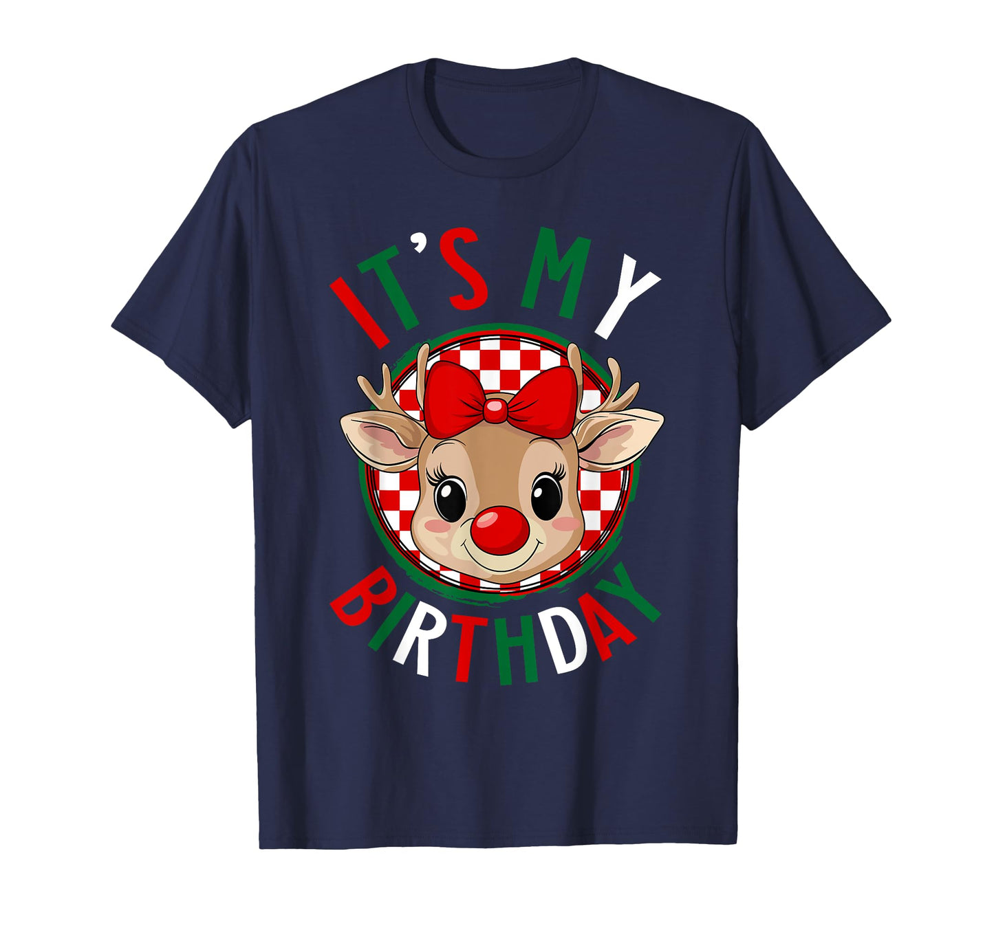 It's My Birthday Reindeer Christmas Pajamas Women Girls T-Shirt