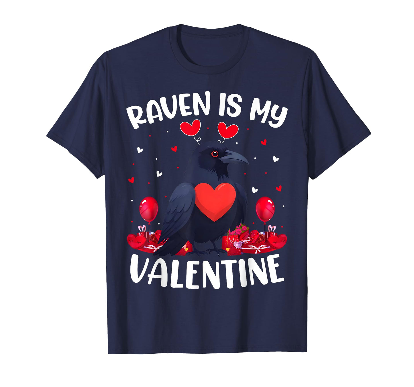 Raven Is My Valentine Love Heart Raven Bird Valentines Day T-Shirt