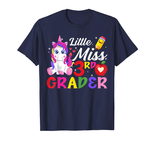 Funny Little Miss Third Grader Unicorn First Day Of School T-Shirt