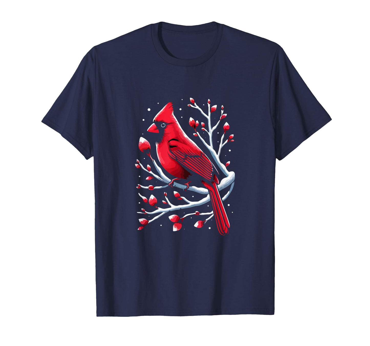 Cardinal Bird in Snowy Berries Birdwatching Bird lover Cute T-Shirt