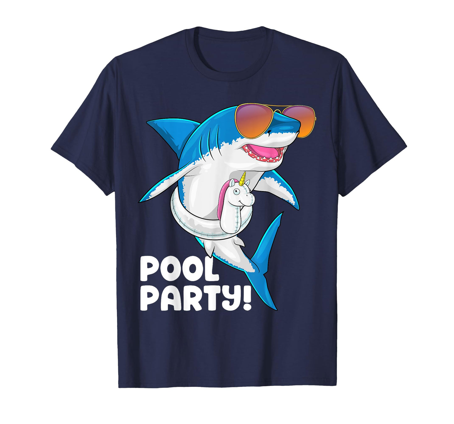Pool Party Unicorn Float Summer Vacation Funny Shark Swim Men Women Girls Kids T-Shirt