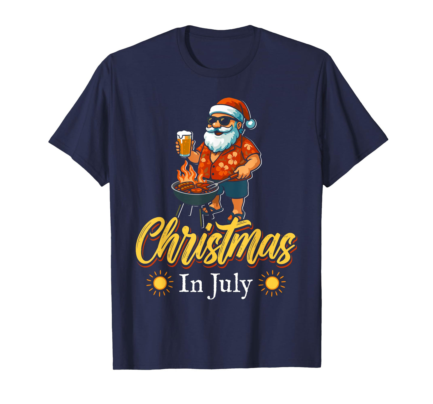Christmas In July Santa BBQ Summer Hawaiian Christmas T-Shirt
