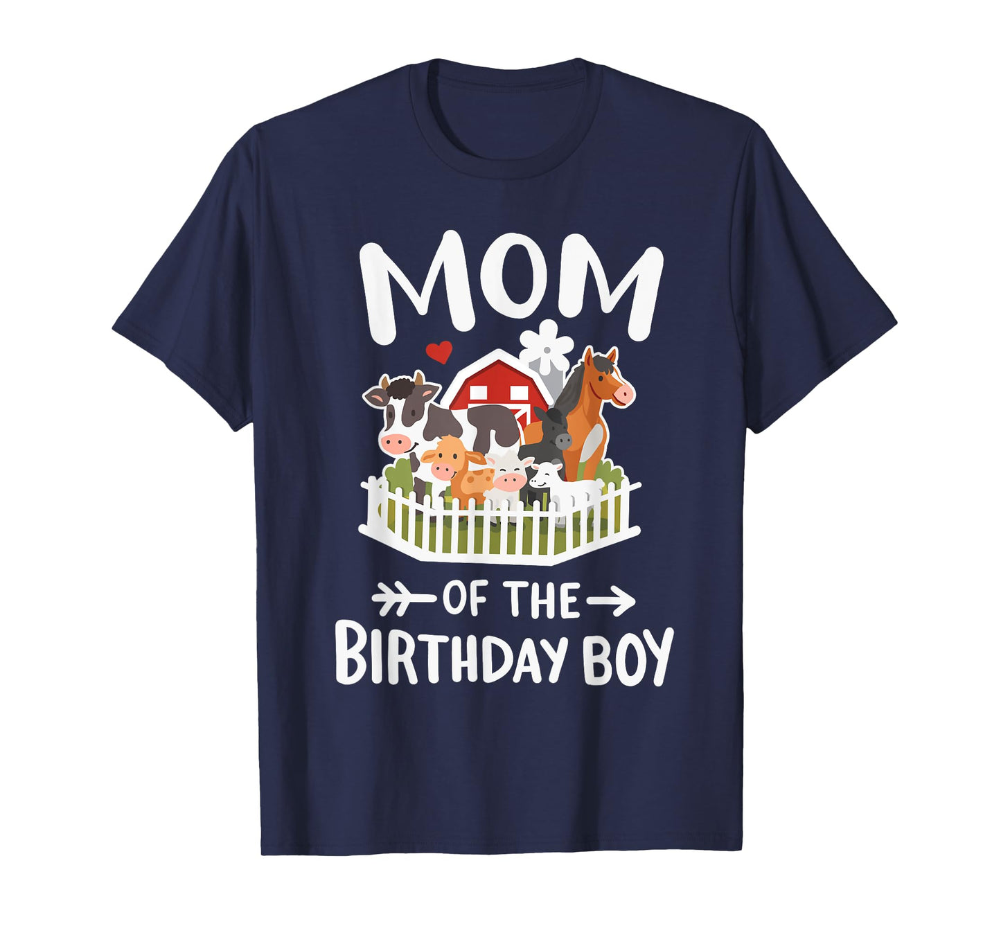 Mom Of The Birthday Boy Farm Animals Bday Family Matching T-Shirt