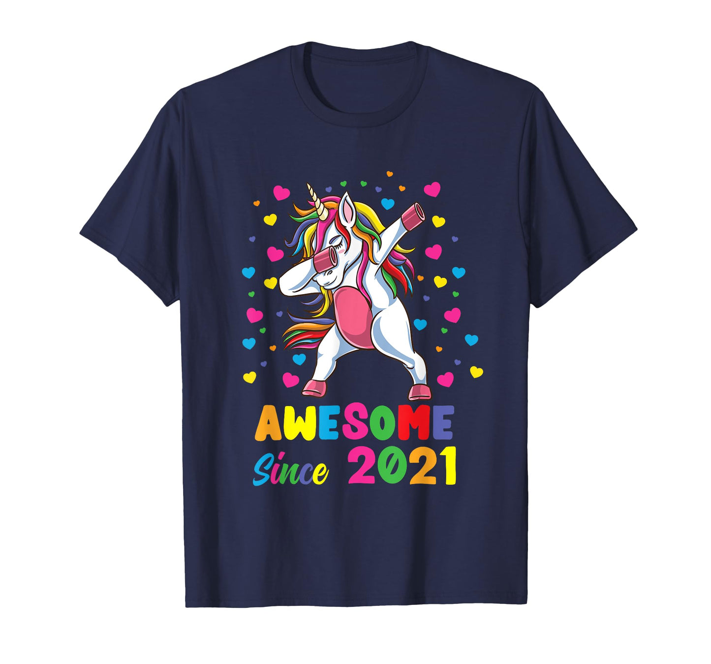 Awesome Since 2021 Dabbing Unicorn 1st Birthday T-Shirt