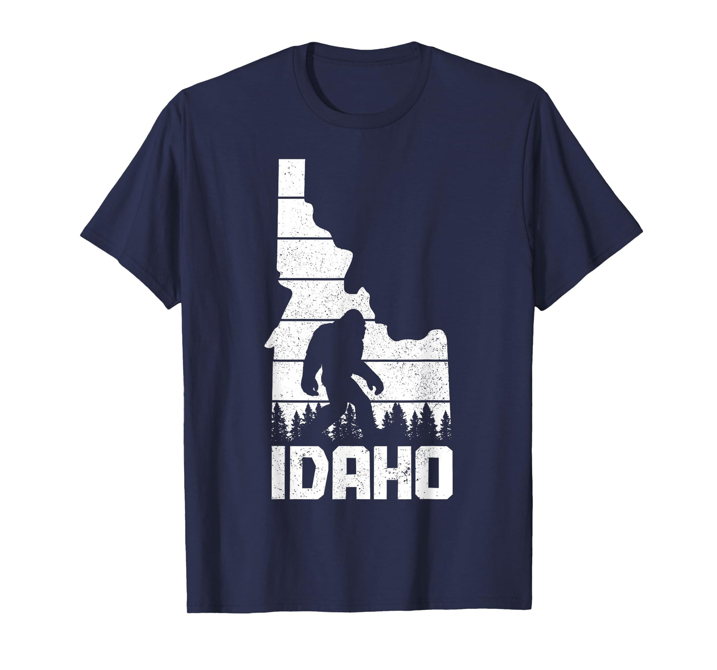 Idaho Bigfoot State Map Hunting Hunter Funny Pride Vintage T-Shirt