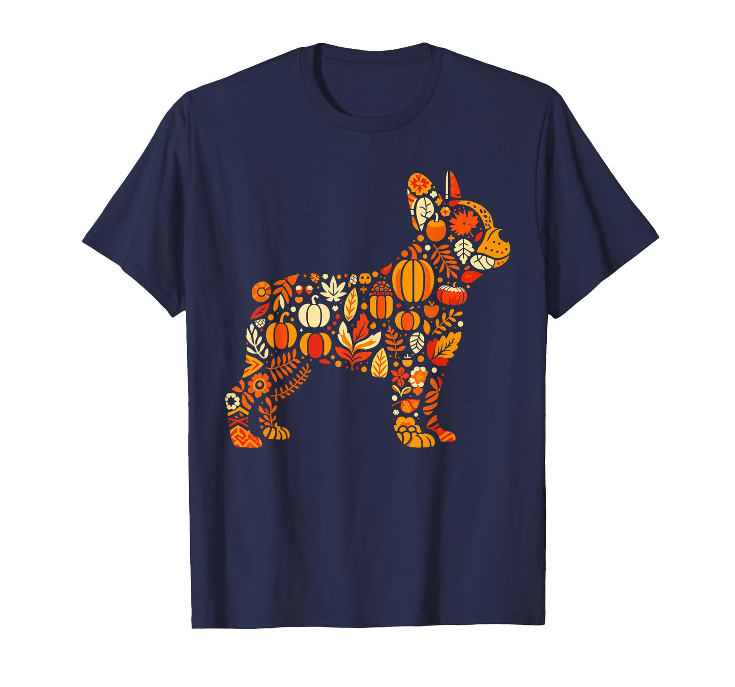 Autumn Pumpkin French Bulldog Thanksgiving Womens Mens Kids T-Shirt