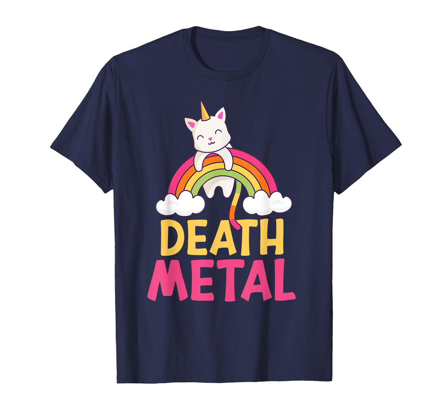 Funny Colorful Death Metal Rainbow Cat Unicorn Unicat T-Shirt