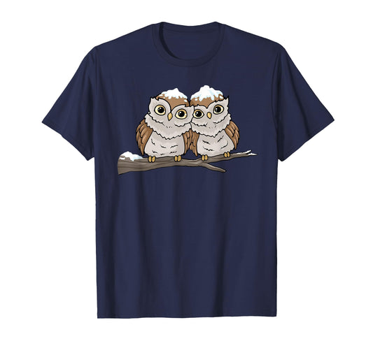 Christmas Owl Tshirt Snow Bird Watching Gift Shirt Cute Owls T-Shirt