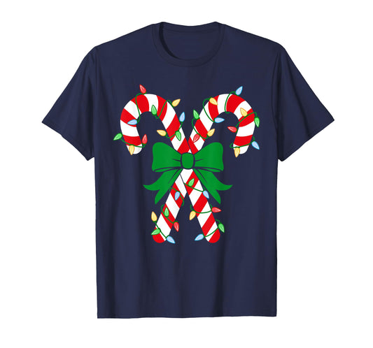 Candy Cane Crew Christmas Lights Family Matching Pajamas T-Shirt
