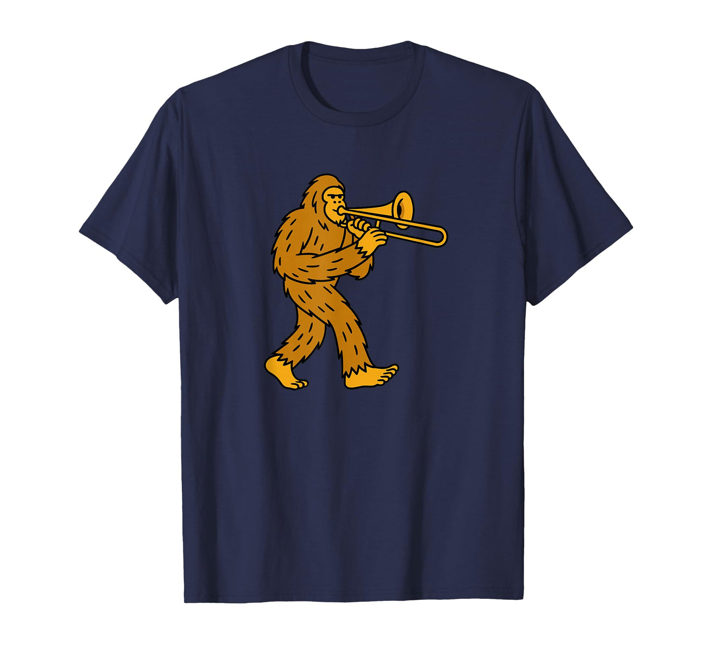 Bigfoot Playing Trombone Instrument Band - Sasquatch T-Shirt