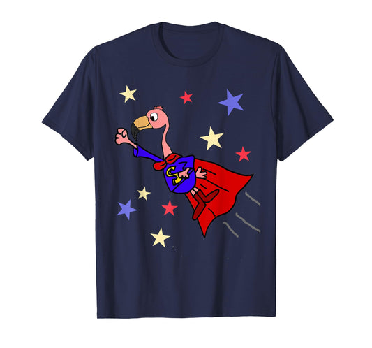 SmileteesFunny Funny Flamingo Flying Superhero T-shirt T-Shirt
