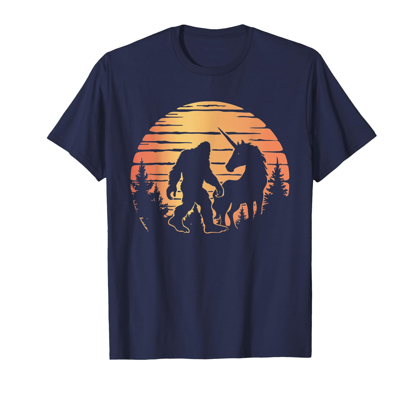 Bigfoot And Unicorn For Men Women And Kids! Retro Sasquatch T-Shirt