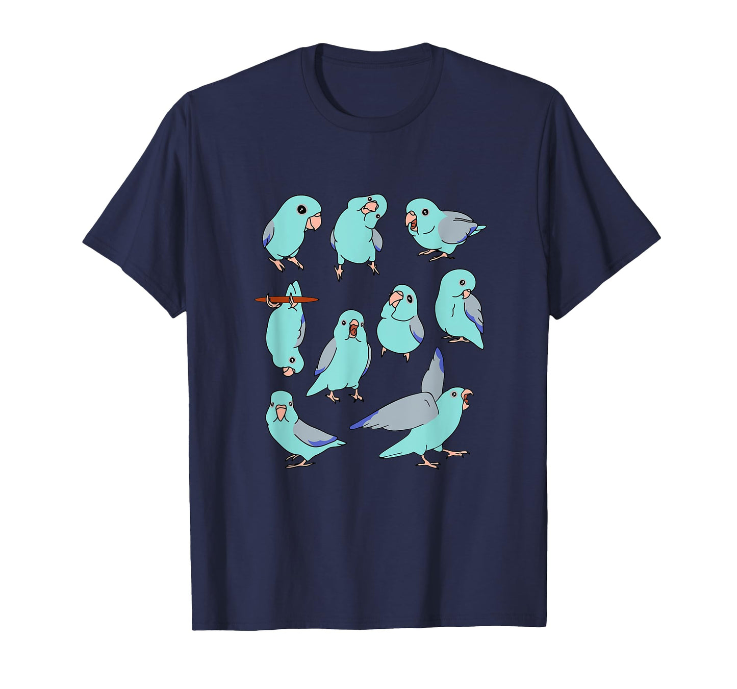 Cute Blue Fallow Parrotlet Pattern Pacific Parrot Doodle T-Shirt