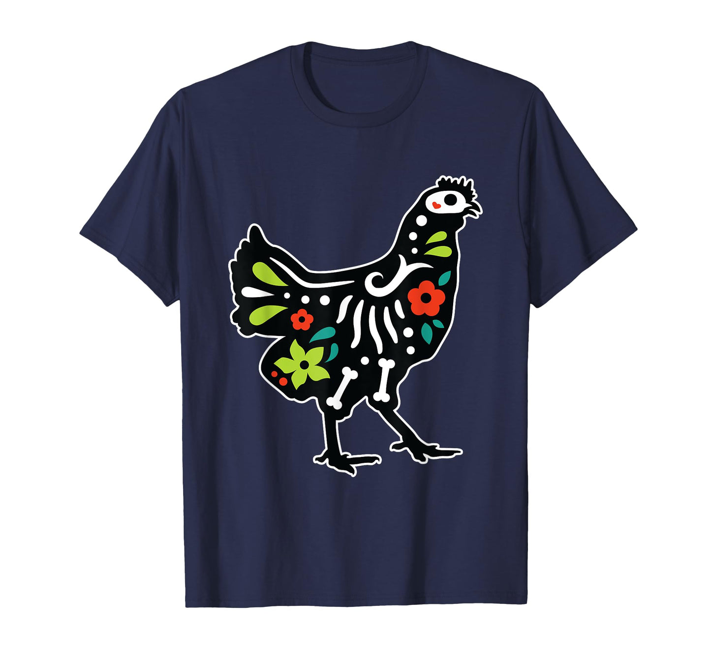 Chicken Sugar Skull Dia De Los Muertos Mexican Day Of Dead T-Shirt