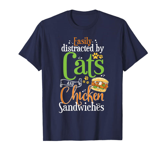 Funny Chicken Sandwich Shirt Cats and Chicken Burger T-Shirt