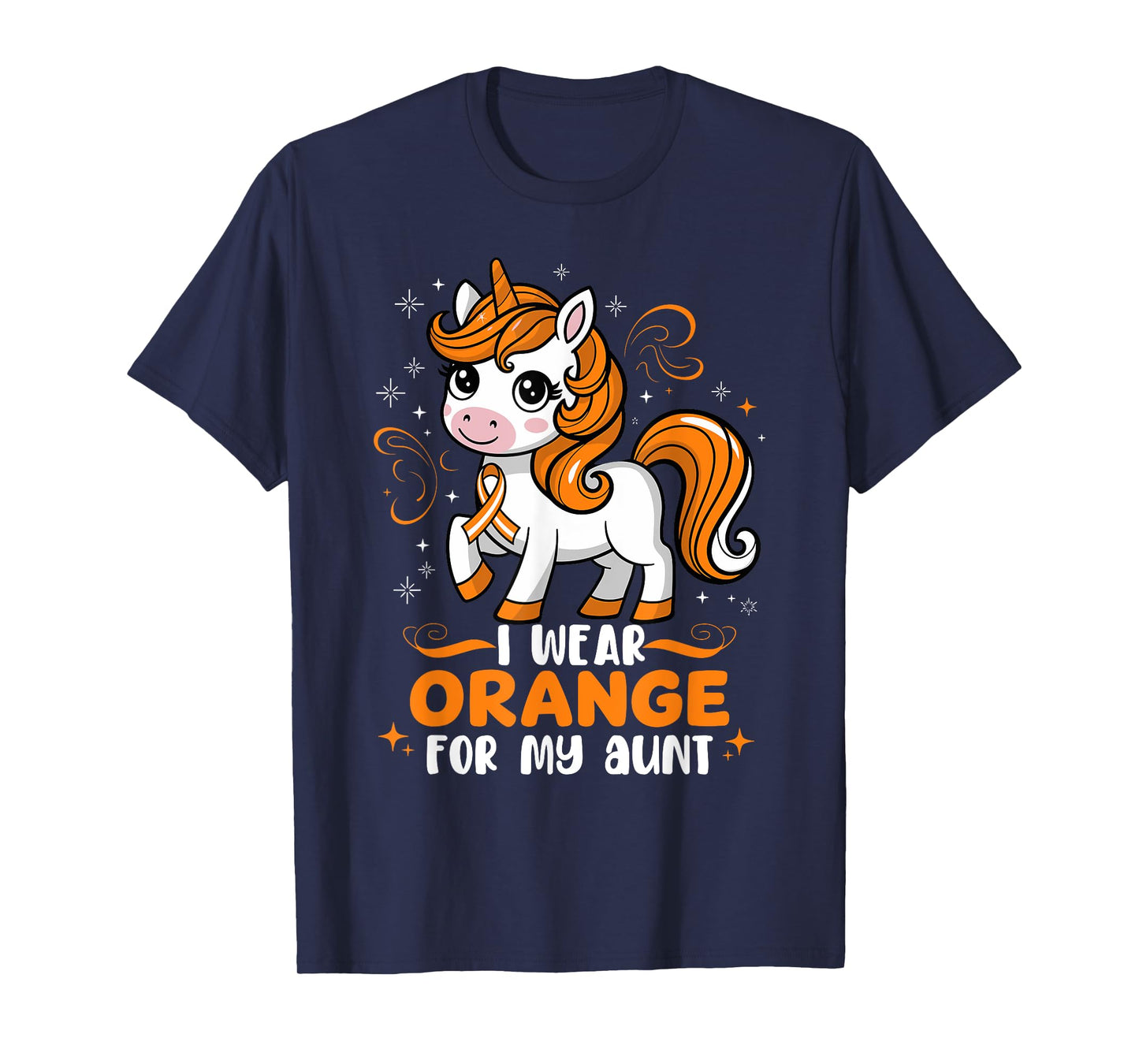 MS Awareness Unicorn I Wear Orange for Support Aunt Auntie T-Shirt