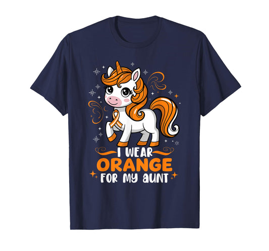 MS Awareness Unicorn I Wear Orange for Support Aunt Auntie T-Shirt