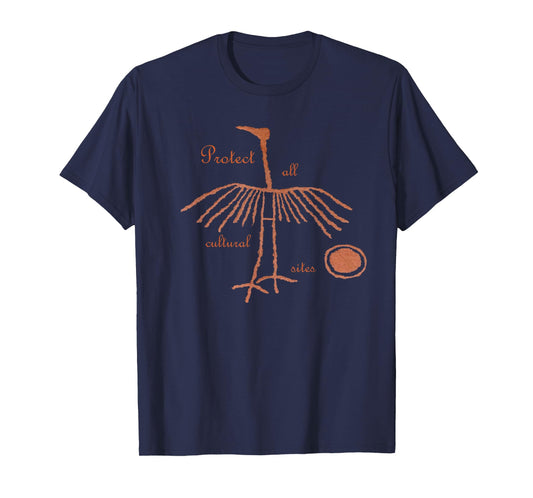 Crane Petroglyph. Protect all cultural sites. T-Shirt