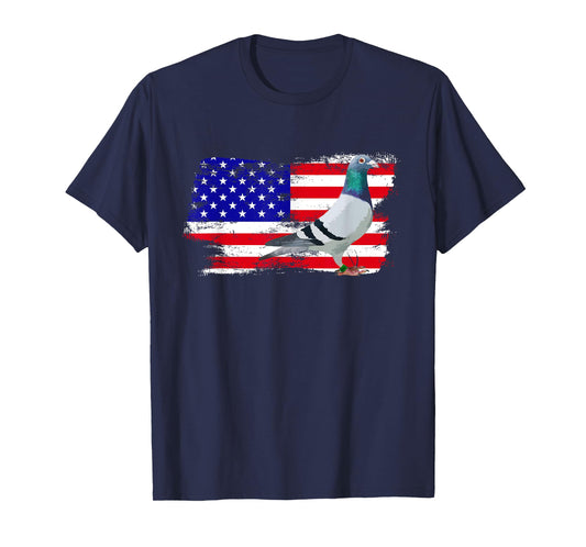 Vintage Pigeon Bird 4th of July USA flag Father's Day Pigeon T-Shirt