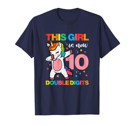 10th Birthday Unicorn Dab This Girl 10 Years Old Bday Party T-Shirt