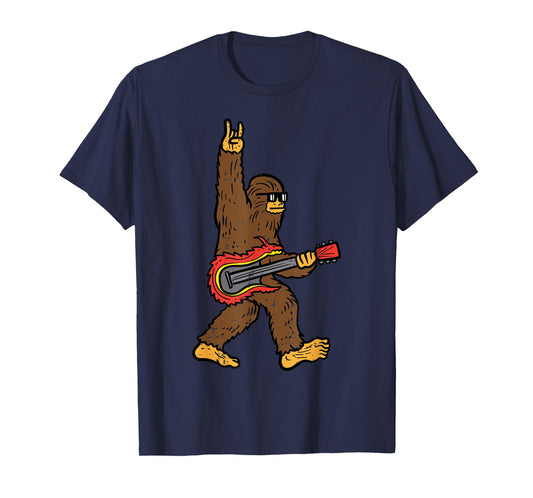 Rocker Bigfoot Sasquatch Guitar Rocknroll Rock Boys Kids Men T-Shirt