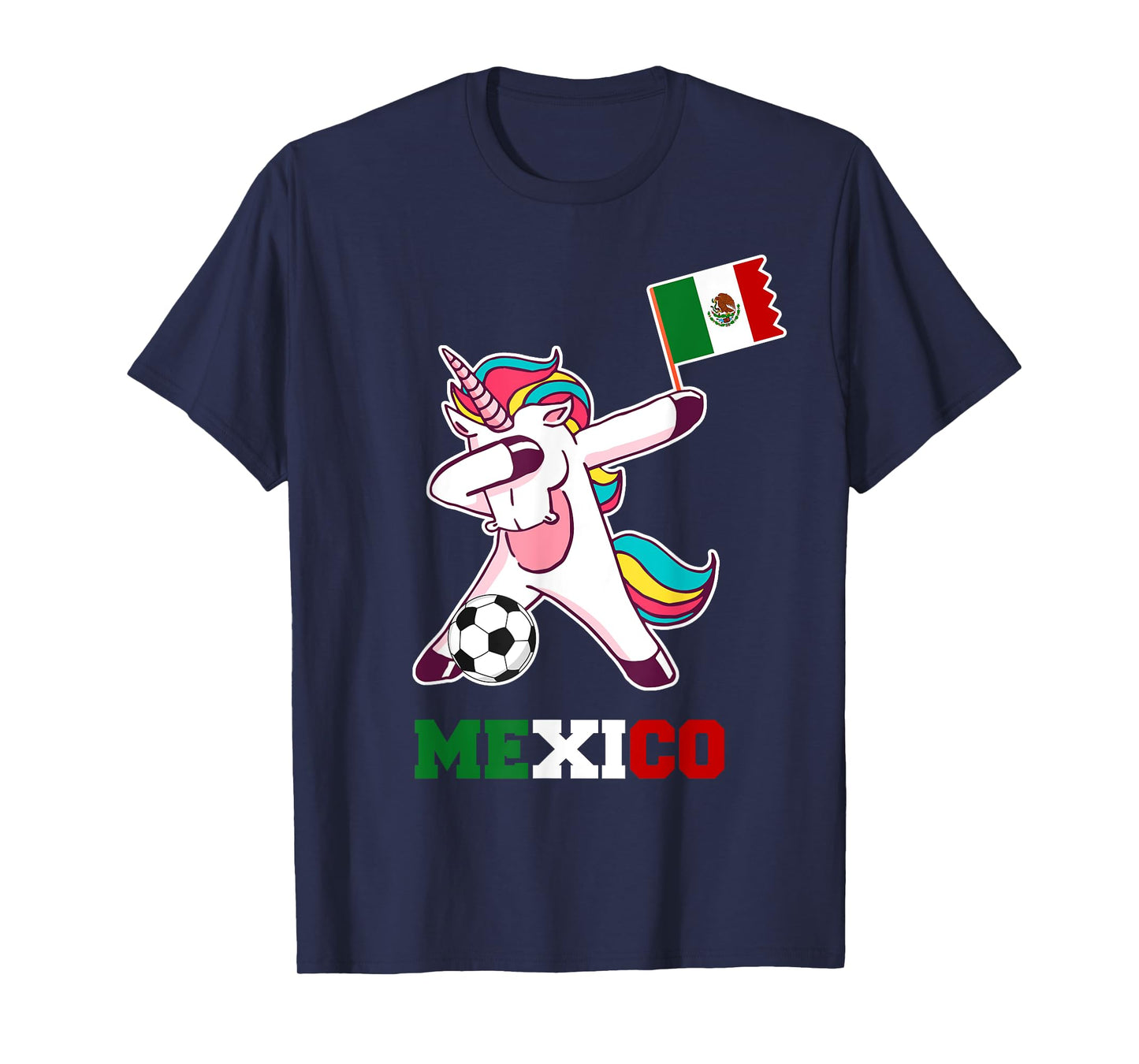 Mexico Soccer Shirt Dabbing Unicorn Mexican Flag T-Shirt