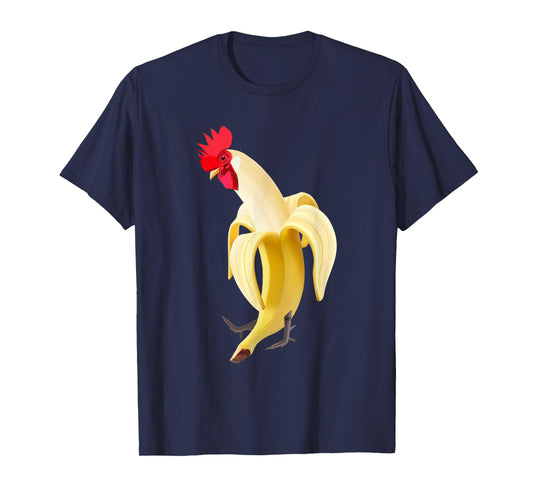 Funny Rooster Cockerel Chicken In Banana T-Shirt