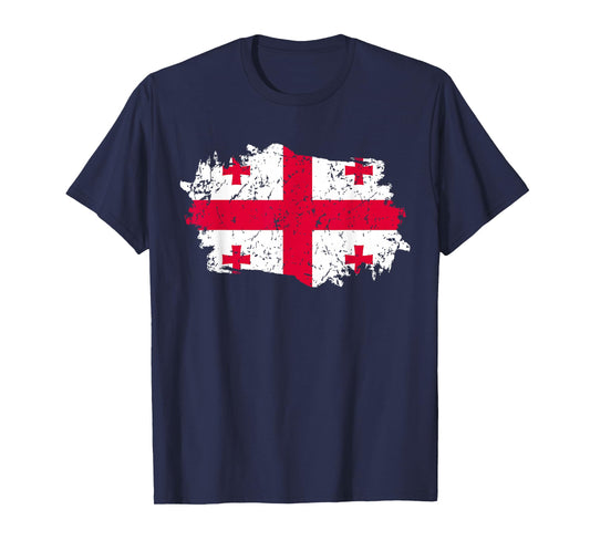 Georgia Flag Design Grunge Country Flag Georgia T-Shirt