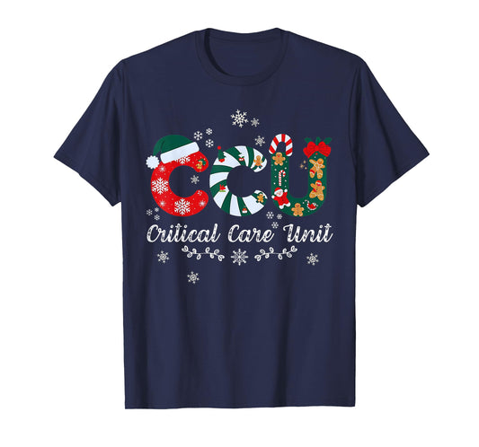 Funny CCU Nurse Christmas Critical Care Unit Xmas Girl Nurse T-Shirt