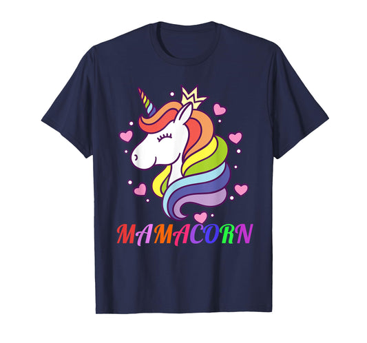 Cute Mamacorn Unicorn Mom Birthday Outfit Rainbow Colors T-Shirt