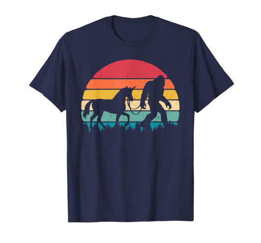 Vintage Retro Sunset Bigfoot - Sasquatch - Unicorn Believer T-Shirt