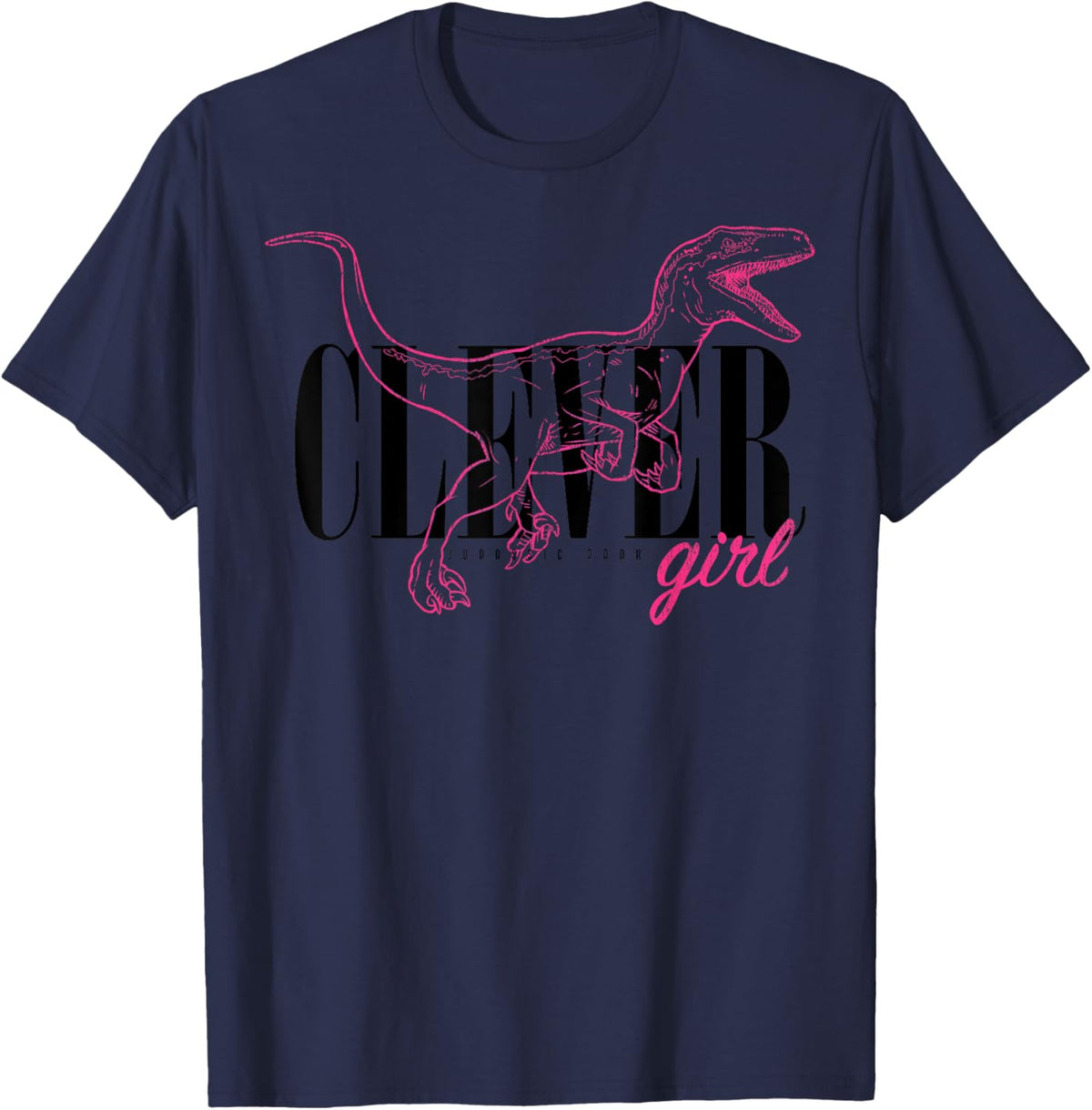 Jurassic Park Neon Pink Raptor Outline Clever Girl T-Shirt T-Shirt