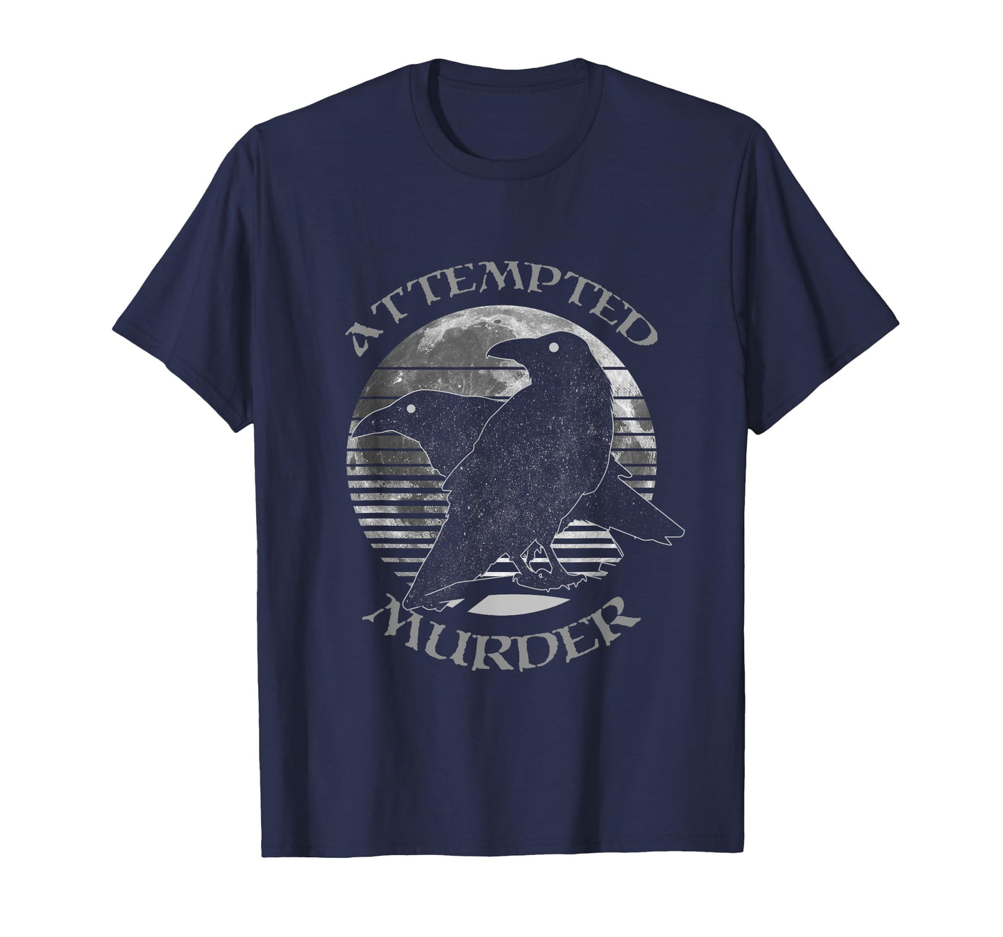 Raven Crow Attempted Murder Retro Moon Wiccan Pagan Gift T-Shirt