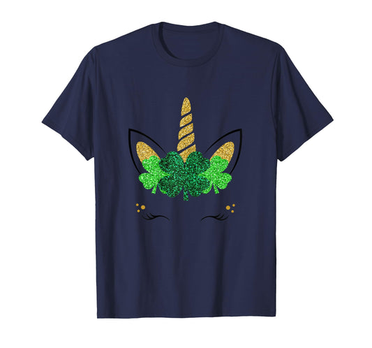 Unicorn Face St Patrick's Day Girls T-Shirt