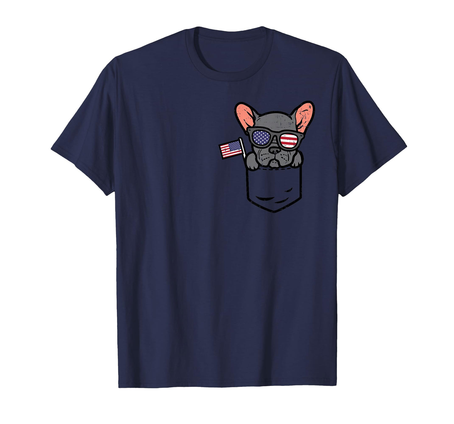 French Bulldog Pocket Frenchie American USA 4th Of July Dog T-Shirt