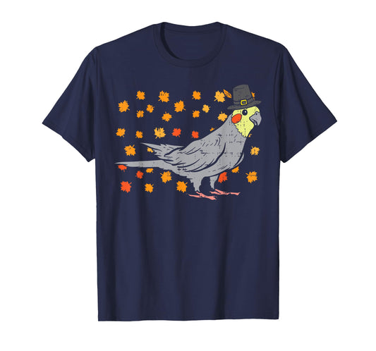 Pilgrim Cockatiel Bird Thanksgiving Fall Autumn Animal Gift T-Shirt