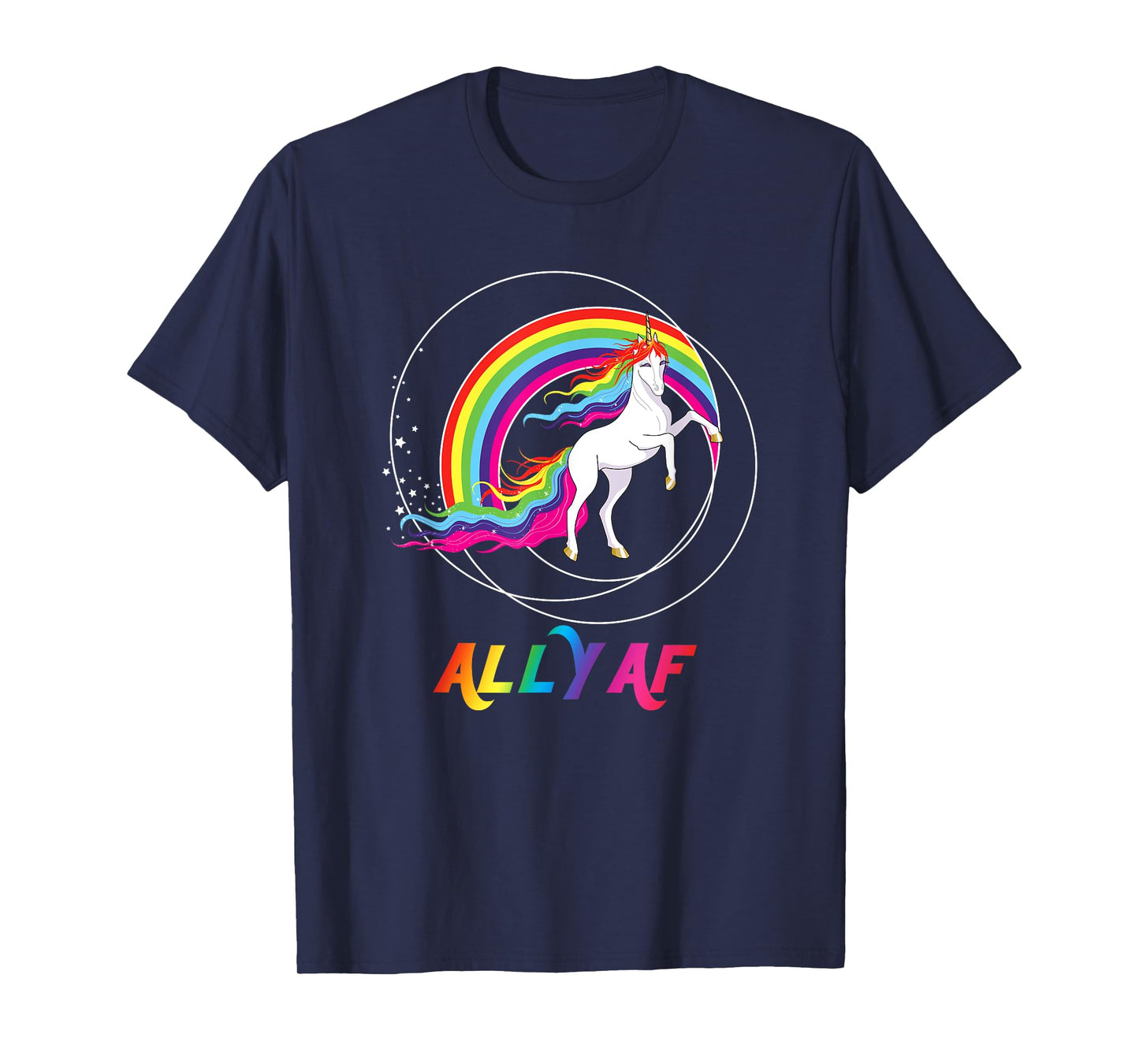 Proud Ally AF Gay Pride Allies Rainbow Pride Flag Unicorn T-Shirt