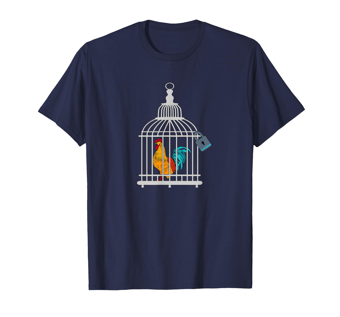 RED ROOSTER COCK MALE CHASTITY Chicken in Cage T-Shirt