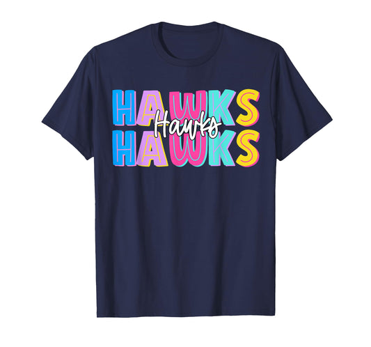 Hawks School Sports Fan Team Spirit T-Shirt