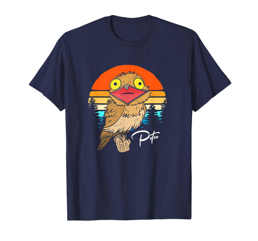 Retro Sunset Potoo Lover Potoo Bird Face T-Shirt