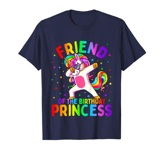 Friend of the Birthday Princess Girl Dabbing Unicorn T-Shirt