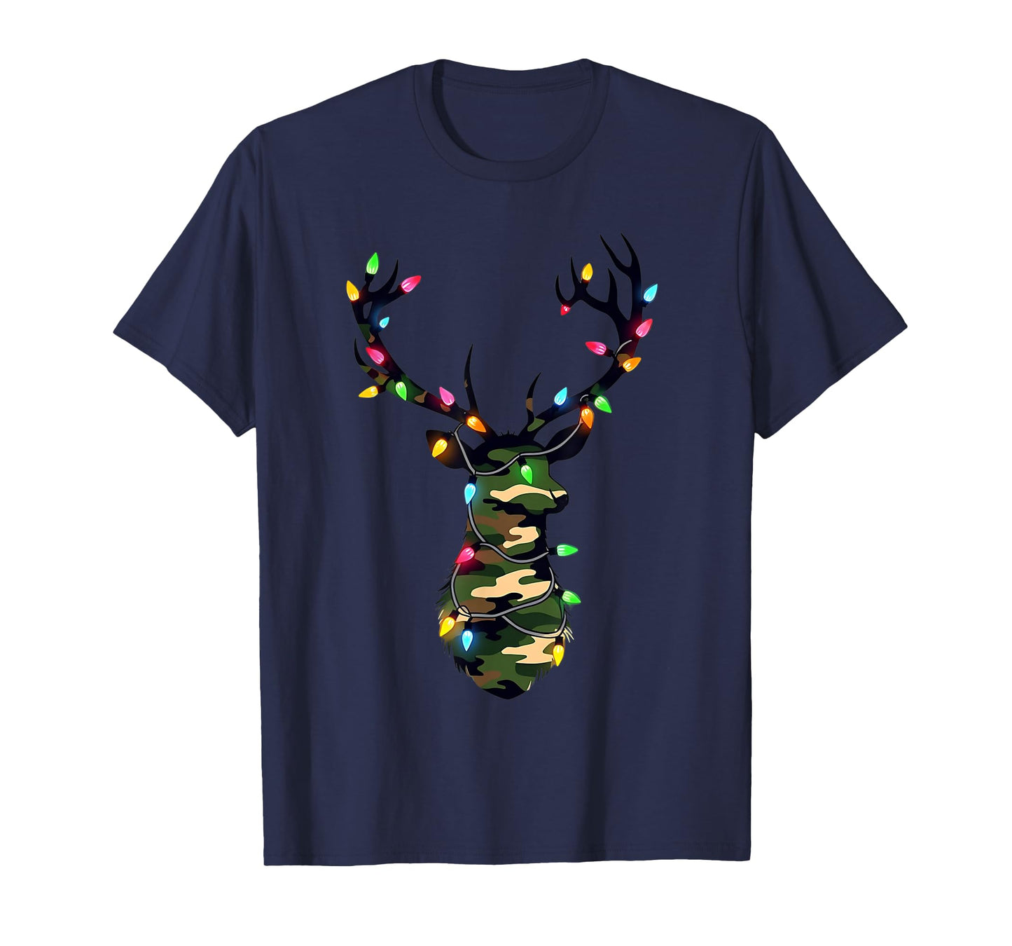Christmas Holiday Camo Deer Hunting Reindeer Xmas Lights T-Shirt