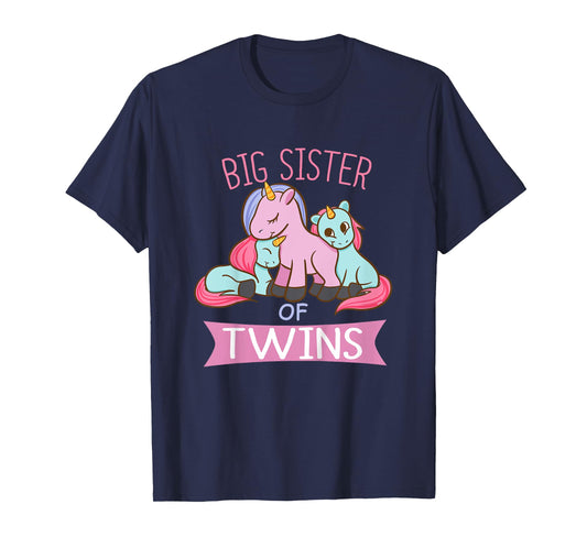 Big Sister of Twins T-Shirt Unicorn Twin T-Shirt